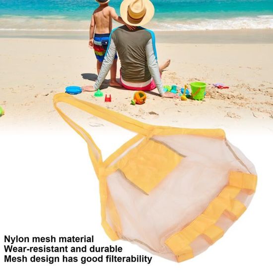 Sacs De Plage En Maille Pour Enfants - Lot De 2 - Rangement Coquillages Et Jouets De Sable - Fond Renforcé Et Bandoulière