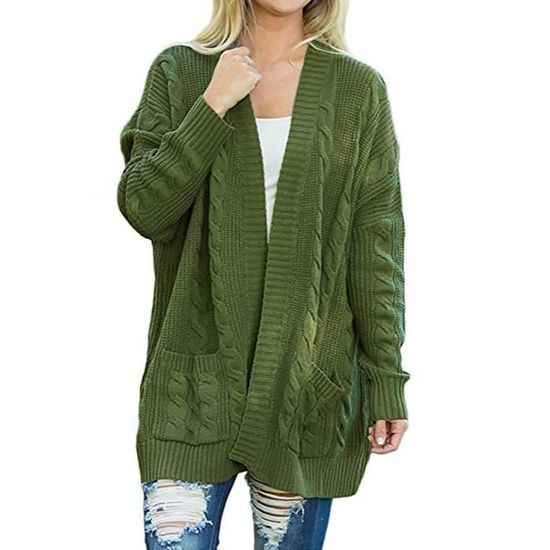 Cardigan Femme Léger à Fermeture éclair - Manches Longues, Col Montant - Tricot Doux, Coupe Décontractée - Printemps/automne - 3