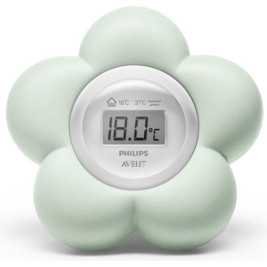 Thermomètre Numérique étanche PHILIPS AVENT SCH480/00 - Vert - Forme Fleur - Bain et chambre