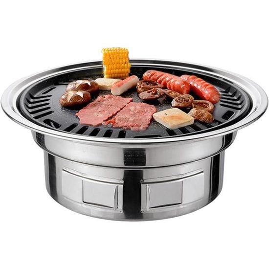 Grill BBQ Rond Portable - 10,2 Pouces - Au Charbon - Avec Filets & Poignée - Pour Extérieur - 10