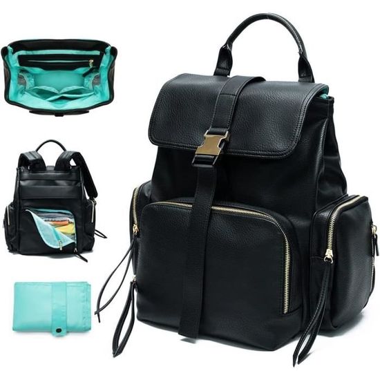 Sac à Langer Bébé Baby Uma En Faux Cuir - Spacieux Avec Porte-bouteilles Isothermes - 40x30x16 Cm