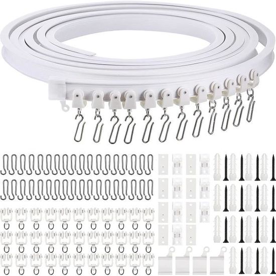 Rail De Rideau Flexible 5 M – Montage Plafond Ou Mur, PVC Renforcé Acier, Pour Douche, Séparation, Camping-car - 9