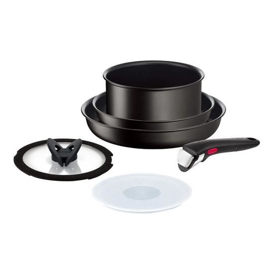 Batterie De Cuisine Tefal Ingenio IH Rose 10 Pièces – Compatible Induction, Tous Feux | Revêtement Titanium 6X, Sans PFOA