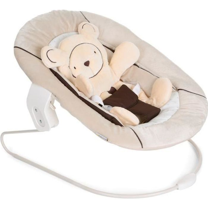 Transat bébé 2 en 1 HAUCK - Compatible chaise haute Alpha + et Bêta + - harnais 3 points - hearts beige