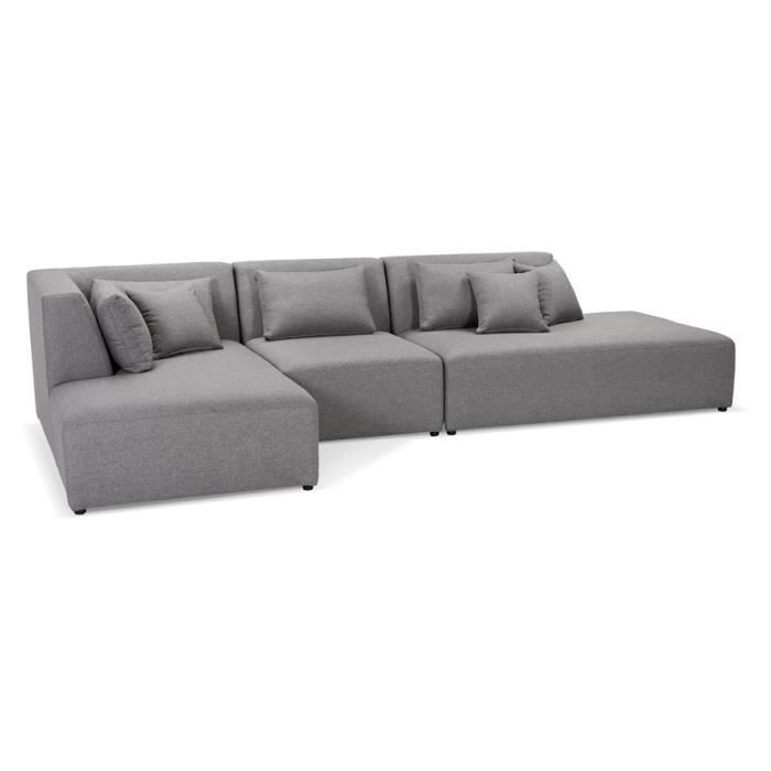 Canapé modulable design 'BELAGIO XL' gris clair (angle à gauche)