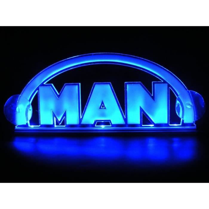 24V LED Cabine Eclairage Habitacle 3D Plaque Pour Man Camion Fluo Éclairant Table Signe (Bleu)