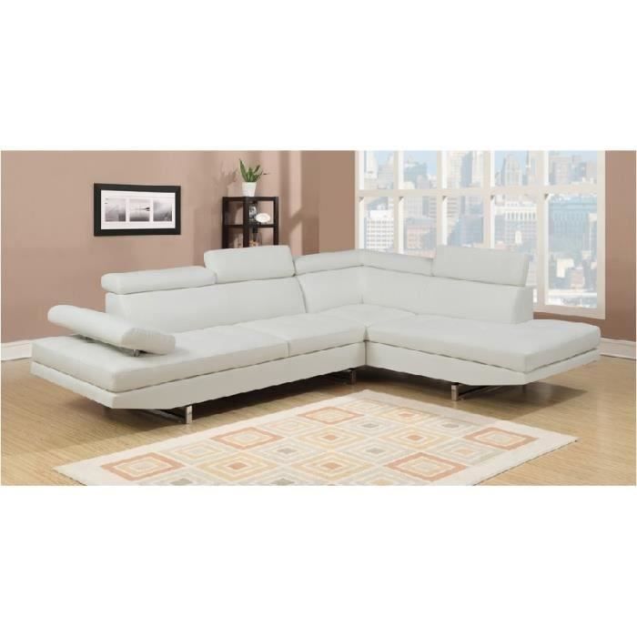Canapé d'angle design blanc 6 places (ANGLE DROIT)