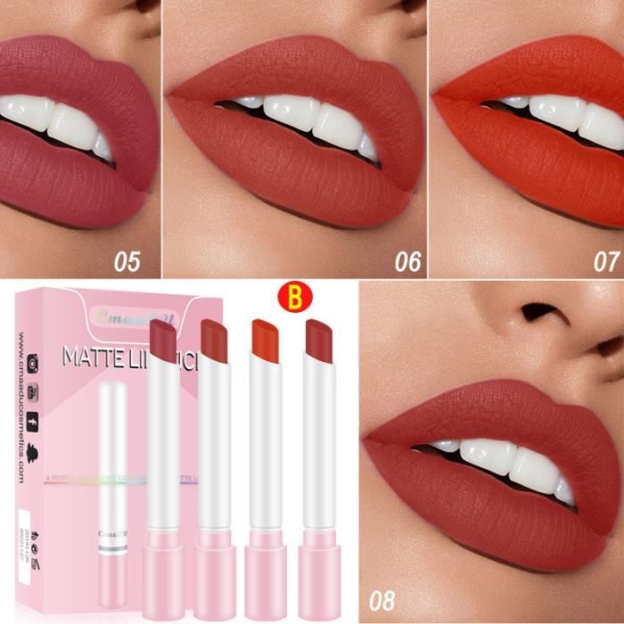 Ensemble de pack de rouge à lèvres tube de tabac mat 4 couleurs de bâton à lèvres longue durée imperméable XDD91120686B_Gaoqiaoe