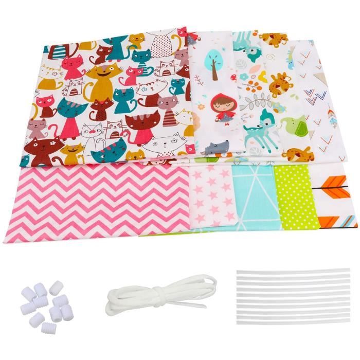 10pièce Tissus Coton Couture, Tissus au Metre Fabric Patchwork DIY Fait à la Main en Tissu à Coudre, Textiles pour Enfants et Adulte