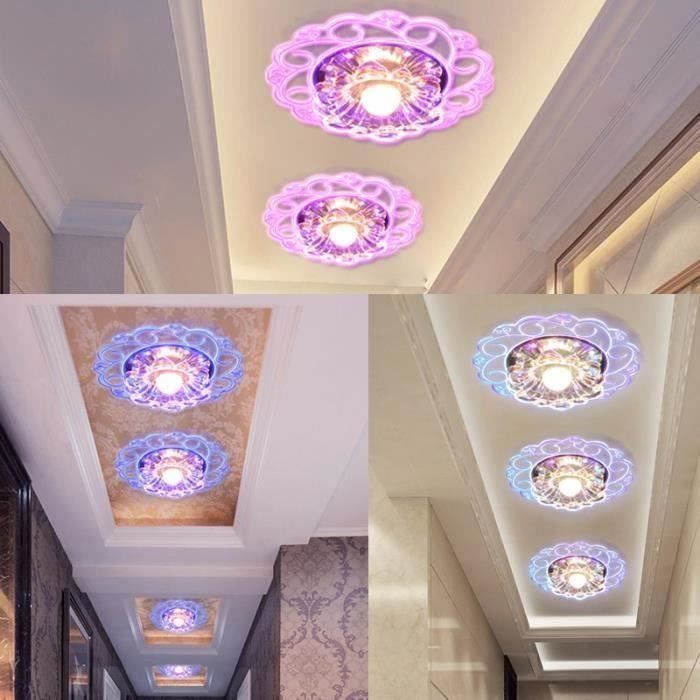 3W Plafonnier LED Cristal Moderne Couloir Éclairage Surface Blanc Chaud +Multicolor Bo11820