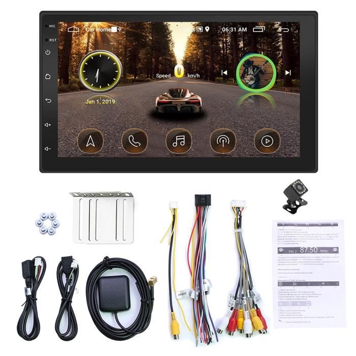 9218S amélioré 2 DIN Android 9.1 Radio Double voiture stéréo GPS Navigation Bluetooth WiFi USB Radio unité - Type With 12LED Camera