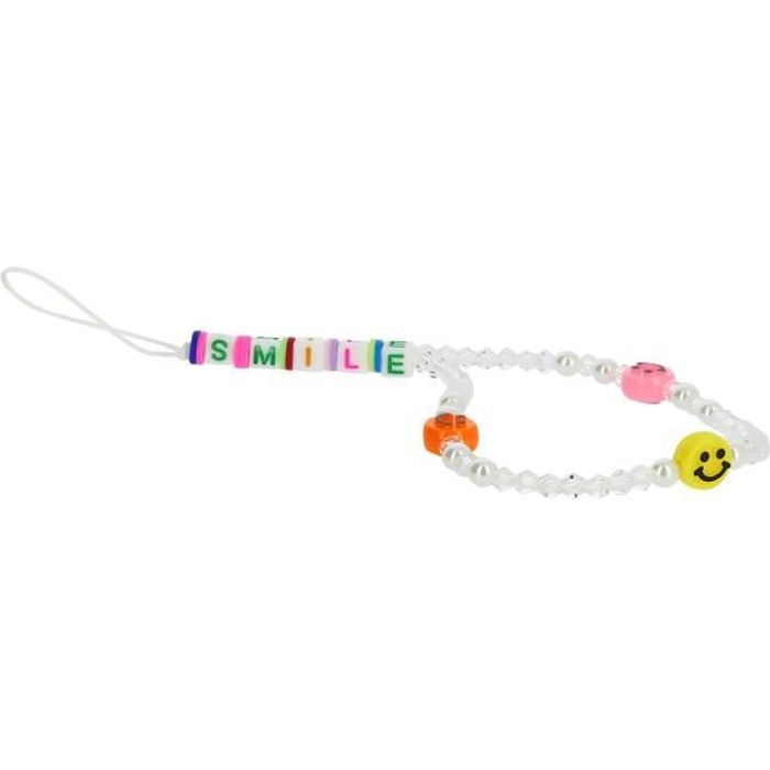Bijou Téléphone Bracelet à Perles Heishi, Smiley, lettre Smile Collection Smile Blanc