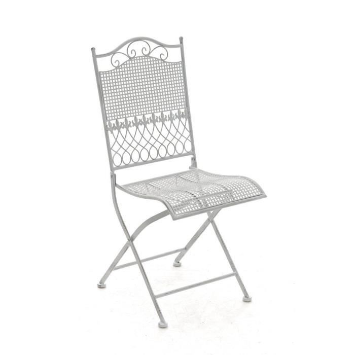 CLP Chaise nostalgique pliable KIRAN, en fer forgé, chaise en fer style nostalgique, ultra-élégant, 6 couleurs au choix91 cm - bl...