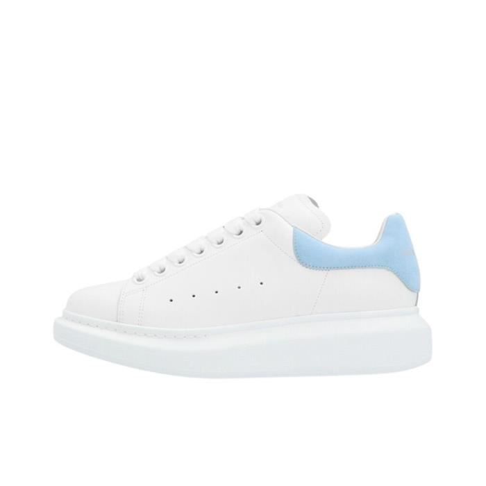 Alexanders Mcqueens MC Femme Homme Basket Chaussur Blanche et Bleu Pas Cher