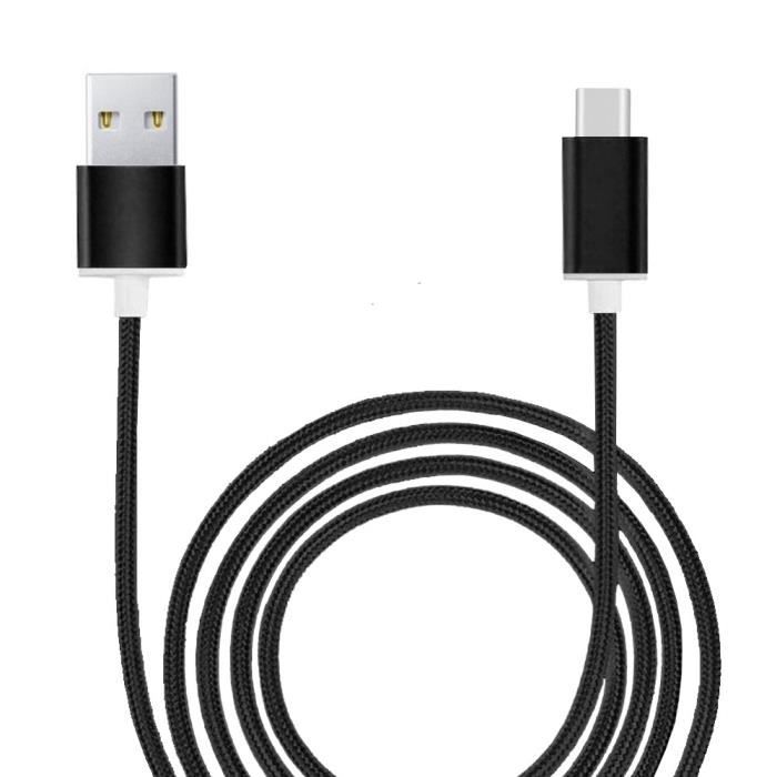 Câble Type C pour Samsung Galaxy A23 5G en Nylon Tressé Synchro Rapide-Transfert de données - NOIR