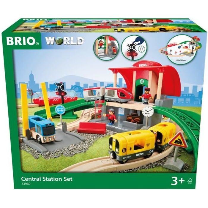 Brio World Circuit Gare centrale - Coffret complet 37 pièces - Circuit de train en bois - Ravensburger - Mixte dès 3 ans - 33989