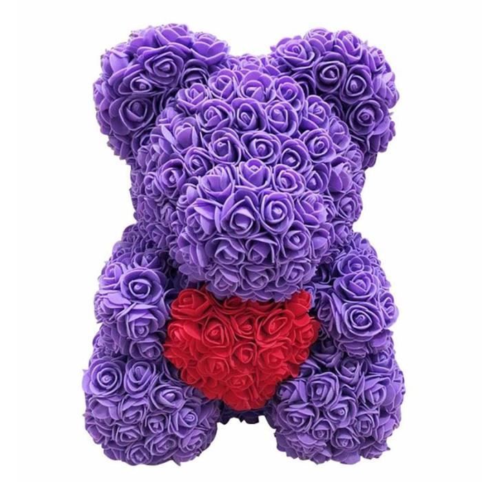 25 cm Ours de fleur de rose joue des cadeaux d'ornements pour la Saint Valentin VIOLET
