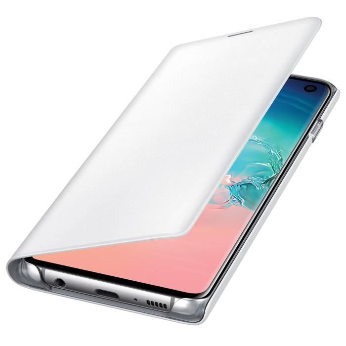 Housse Galaxy S10 Étui Portefeuille LED Porte-carte View Cover Original Blanc