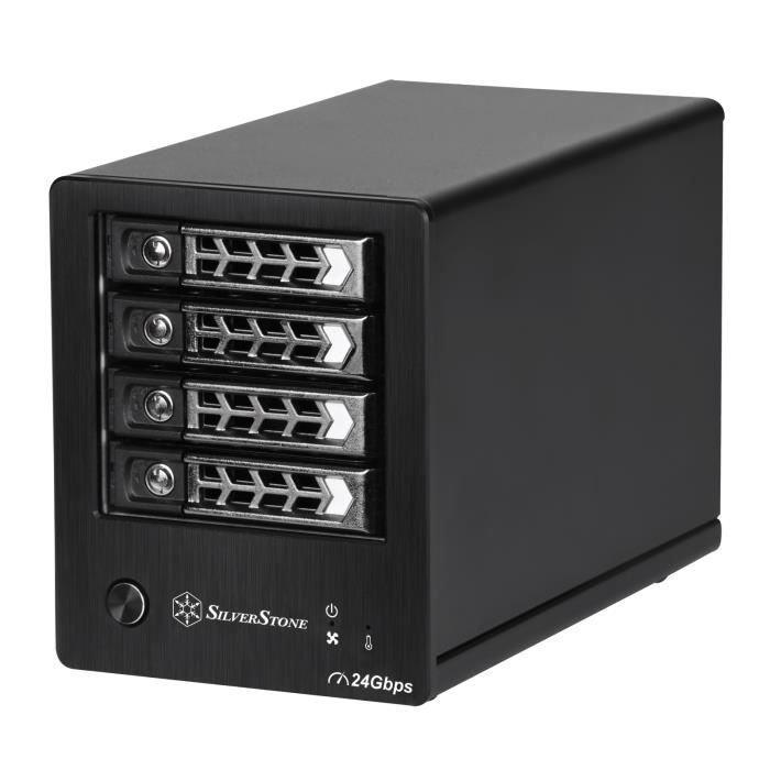 SilverStone SST-TS421S - Dispositif de stockage Mini SAS externe RAID à 4 baies, pour SAS/SATA HDD ou SDD 2.5 pouces jusqu'à 15 mm d