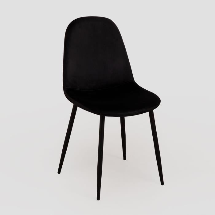 SKLUM - Lot de 4 chaises en velours GLAMM - Pieds Noir & Noir