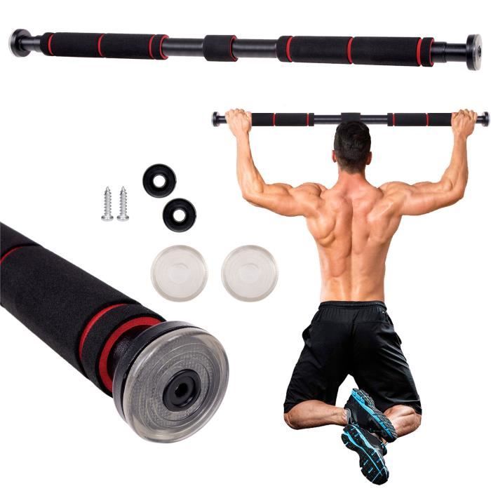 SPRINGOS® Barre de traction 80 à 130 cm avec poignées 200 kg