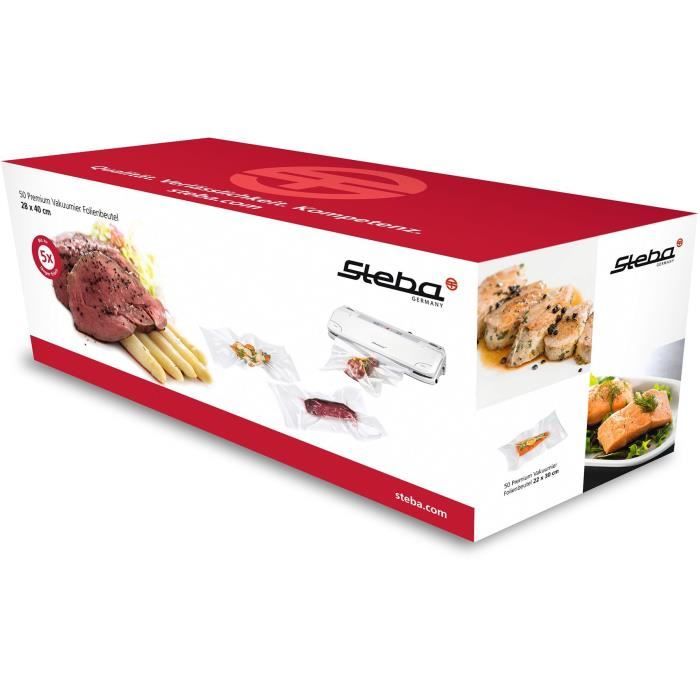 STEBA 932400 Lot de 50 sachets 28 x 40 cm pour machine à vide d'air