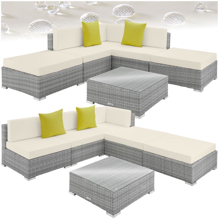 Canapé de jardin PARIS modulable 5 places - gris clair