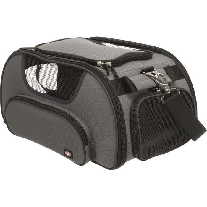 TRIXIE Sac pour avion Wings - 28 x 23 x 46 cm - Gris et bleu - Pour chien