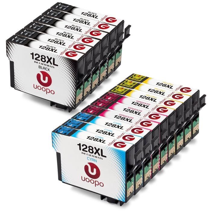 Uoopo 128XL compatible Cartouche d encre epson t1281 t1282 t1283 t1284 avec Epson Stylus S22 SX125 SX130 SX420W SX425W SX445W BX305F
