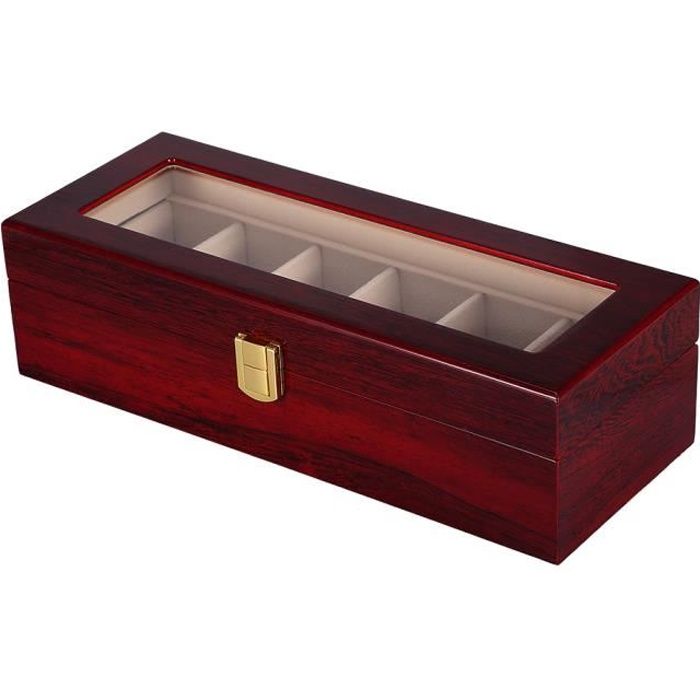 Uten Boîte à Montres Bijoux Coffret de rangement pour Montres Bracelets. Bois Rougeoyant 6 espaces de rangement