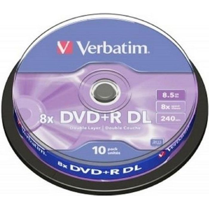 Verbatim DVD+R DL 8.5GO VIERGE X10 //Couche d’enregistrement AZO™