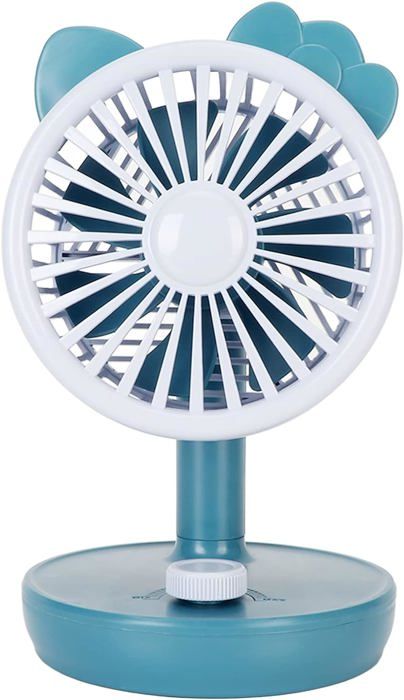Kaucytue - Ventilateur De Bureau Double Tête Rechargeable USB | 3 Vitesses, Rotatif 300° | Pour Bureau, Chambre, Cuisine - Blanc