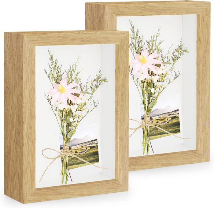 Cadre Photo 3D Profond 20x20 Cm - Cadre Vitrine En Bois Pour Objets, Fleurs Séchées, Souvenirs (profondeur 3 Cm)