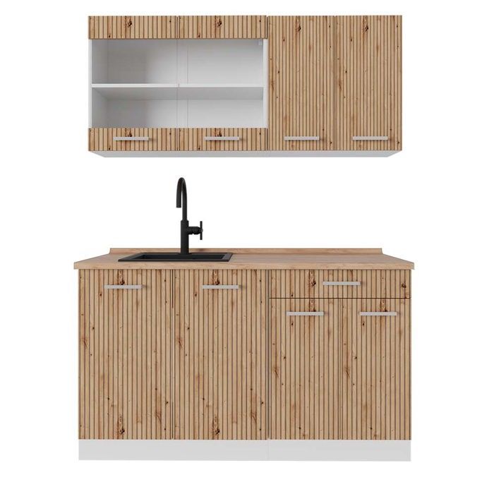 Cuisine R-Line 140cm PT Chêne Chêne Artisan/Blanc Vicco 48986 Cuisine R-Line 140cm PT Chêne Chêne Artisan/Blanc Vicco 48986