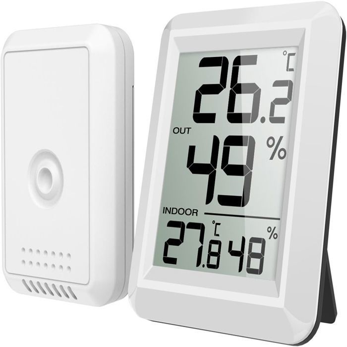 Comparer les prix de Thermomètre intérieur/extérieur,  Thermomètre avec capteur extérieur, Thermomètre d'ambiance,  écran LCD