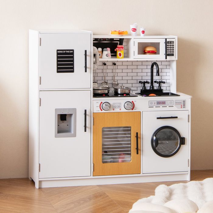 Dreamade Jouet Enfant DREAMADE Cuisine Enfant, Cuisine En Bois Avec Lumières Et Sons, Machine à Laver, Hotte Aspirante, Micro-Ondes, Pour Enfants De 3+ - Jeux - Jouets Dreamade Site Officiel
