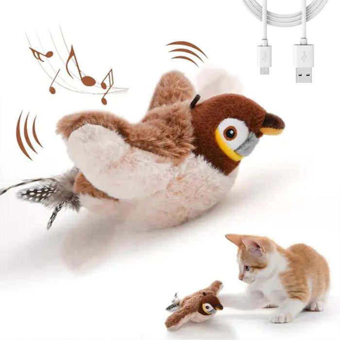 Comparer les prix de Jouets pour Chats Jouet pour Chat Oiseau Gazouillant Jouet Chat en Forme D'oiseau Chantant Automatique avec Queue à Plumes Jouet