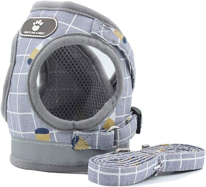 Meilleurs prix pour Harnais rglable en maille cossaise pour chat et chien avec laisse gilet dextrieur anti-fuite pour petits animaux Label