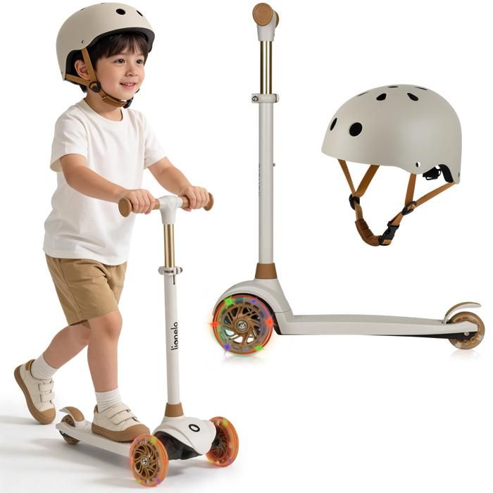 Trottinette Enfant SEJOY 2-8 Ans - 3 Hauteurs Réglables, Roues LED, Plateau Large - Verte