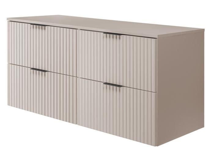 RODAN Meuble sous Lavabo 120 cm - avec plan de travail - FLOW façade rainurée - cachemire - 120 x 57 x 46 cm