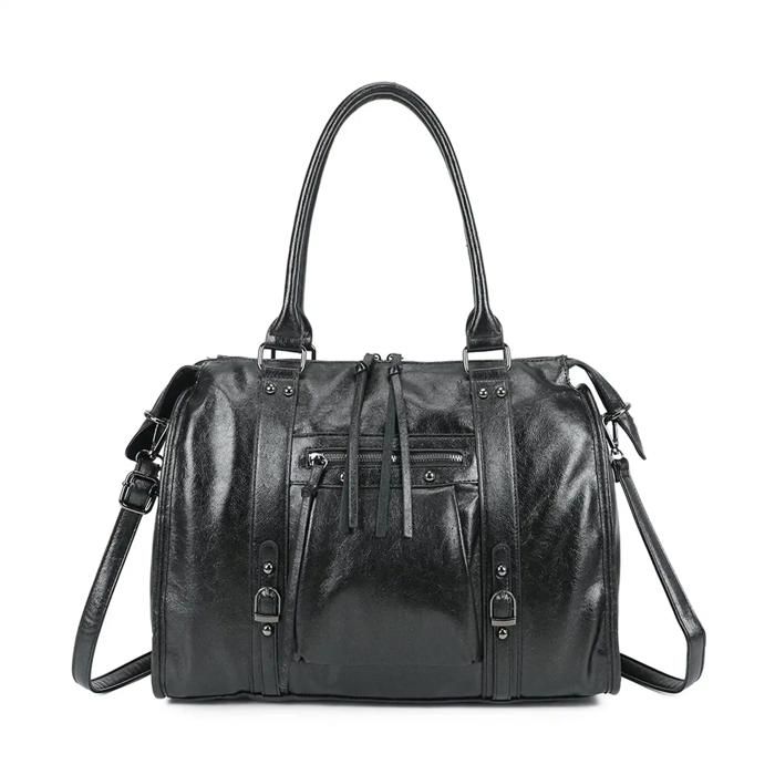 Grand sac cabas bowling irisé - Sac à main avec bandoulière format A4 - Gallantry - Noir Grand sac cabas bowling irisé - Sac à main avec bandoulière format A4 - Gallantry - Noir