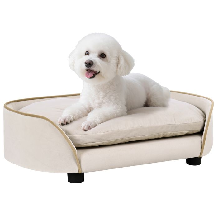 Meilleurs prix pour Canapé pour chien - PawHut -  avec coussin amovible et housse lavable - 66 x 43 x 195 cm - beige