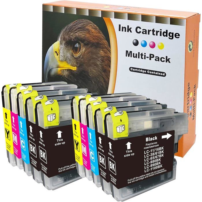 Pack De 4 Cartouches D'Encre Compatibles Brother (LC980/LC990/LC1100 XL) - Multicolore, Haute Capacité - Neuf