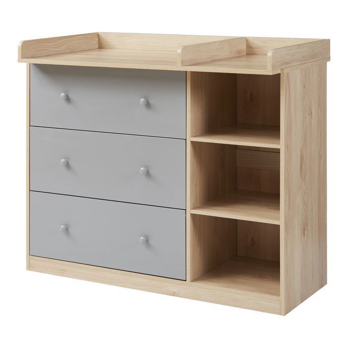 Commode à langer Beldinupp 93 x 110 x 55 cm effet chêne gris Commode à langer Beldinupp 93 x 110 x 55 cm effet chêne gris