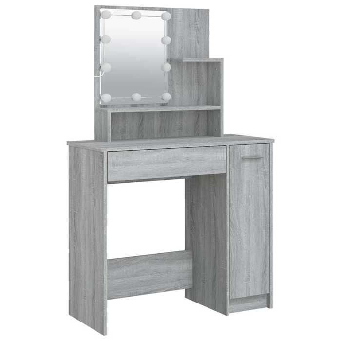 BEL ACHAT*Coiffeuse avec LED - bureau de maquillage - Pour femmes/filles - Sonoma gris 86 5x35x136 cm Promo443970