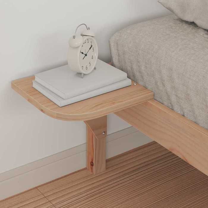 Structure de lit avec tables de chevet - UU - Pin massif - 80x220 cm - Naturel - 225 5x130x32 cm