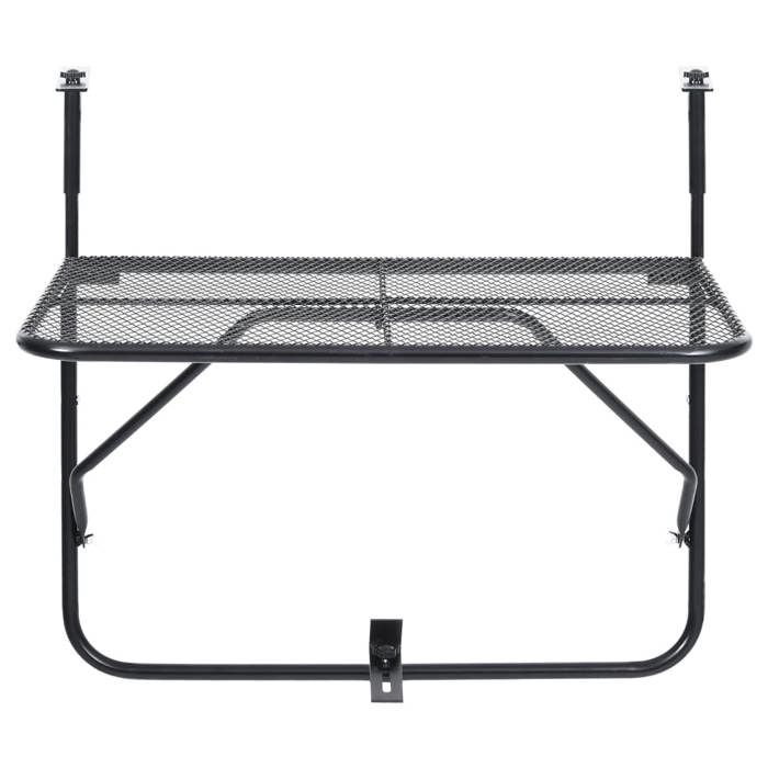 Table de balcon pliable - WIENS - 60x40 cm - Noir - Acier - Résistant aux intempéries - Design industriel - Pliable