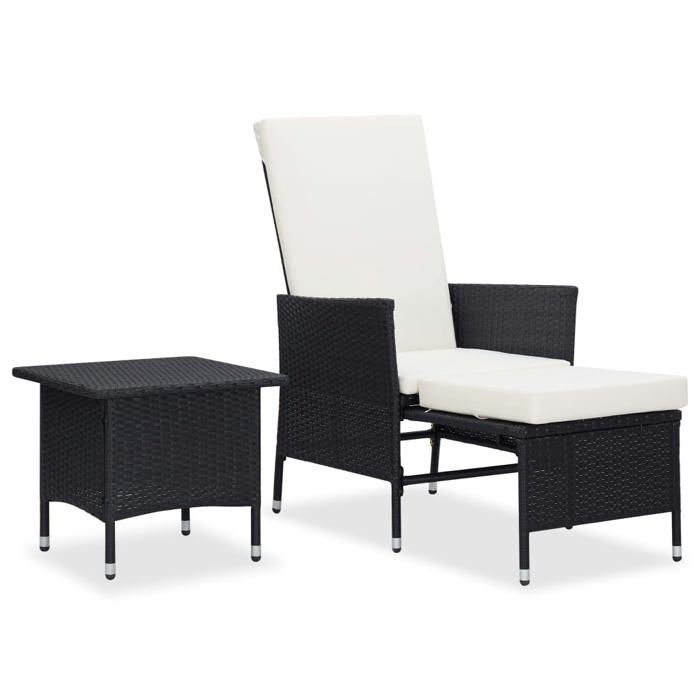 Salon de jardin résine tressée - Happiness - 2 pièces - Coussins blanc crème - Noir - 62x131x106 cm fauteuil Salon de jardin résine tressée - Happiness - 2 pièces - Coussins blanc crème - Noir - 62x131x106 cm fauteuil