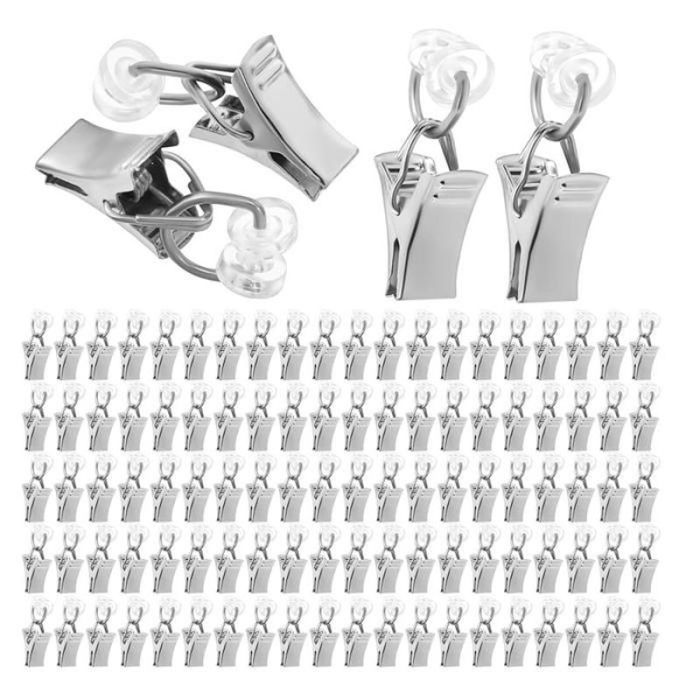 Lot de 100 Pinces à Rideaux Pinces à Rideaux Rouleaux avec Rouleaux et Pinces en Plastique Pinces à Rideaux Pinces Métalliques