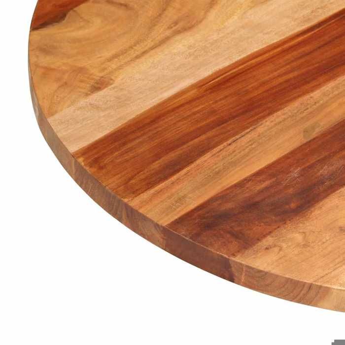 Dessus de table en bois massif - MEUBLECHIC - Bois dacacia - Rond - 70 cm de diamètre - Épaisseur 25-27 mm